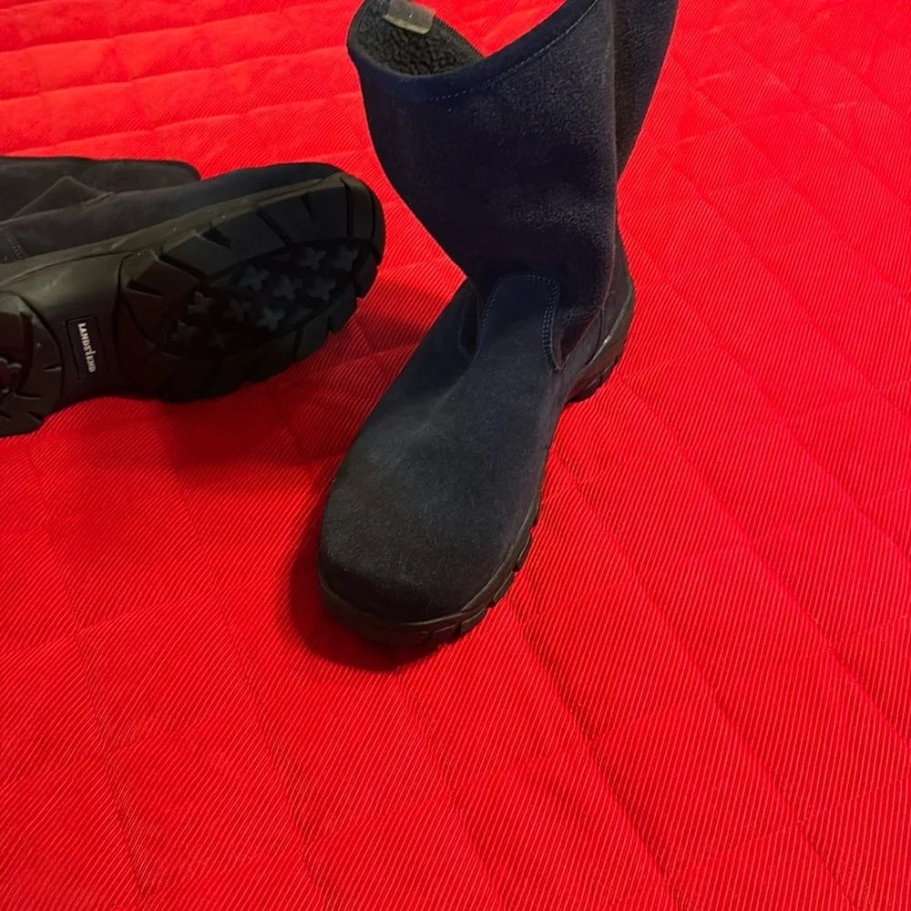 Land’s End Men’s Navy Blue Winter Boots with Back Zippers